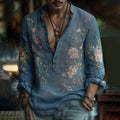 Men's Boho Floral Embroidered Cozy Linen Shirt elevenforest