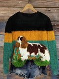 Comstylish Cavalier King Charles Spaniel Colorblock Cozy Knit Sweater
