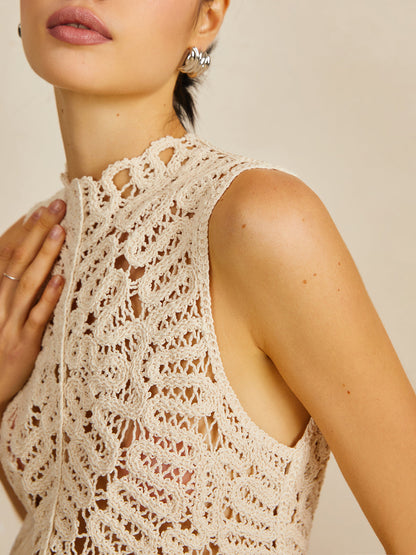 Crochet Hollow Out Sweater Vest