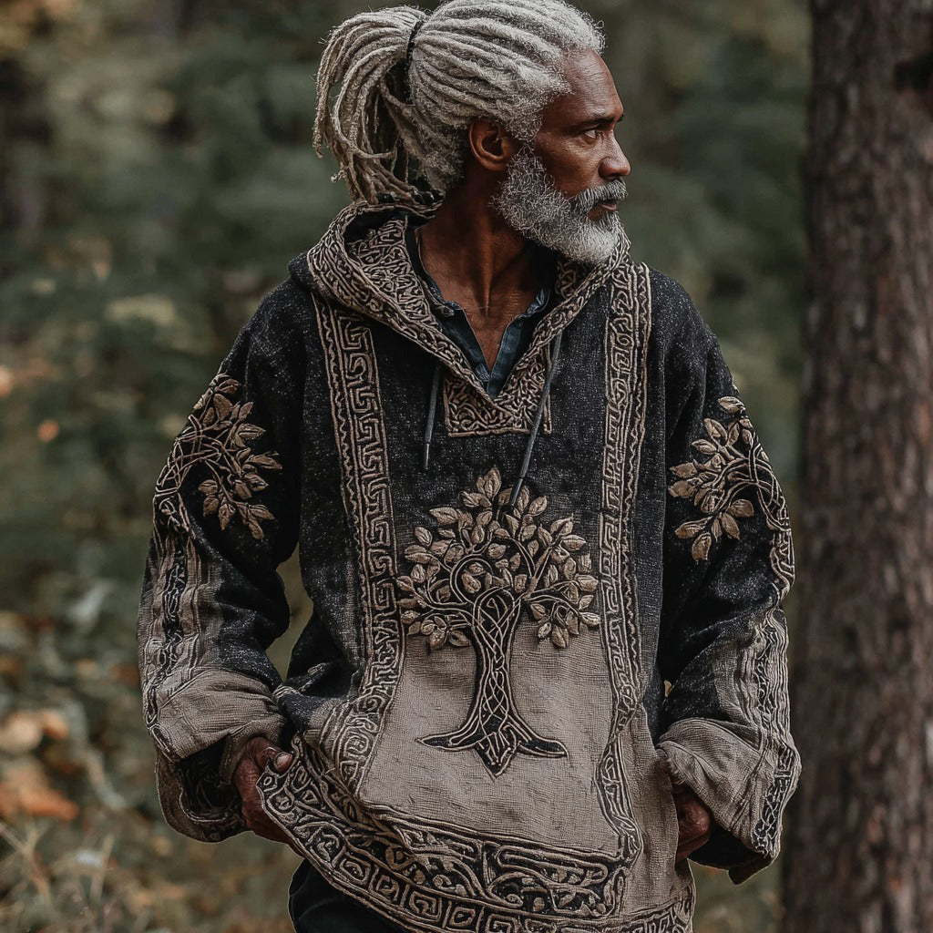 Men's Viking Nordic Life Of Tree Gradient Bohemian Hoodie elevenforest