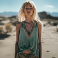 Women's Bohemia Ethnic Art Linen V-neek Sleeveless Top elevenforest