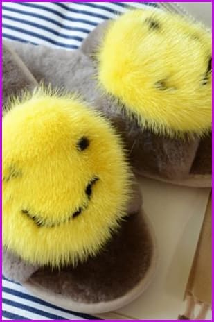 Panda/flower/smile Sheep Fur Slippers Df002