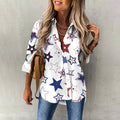 Comstylish American Flag Star Print Long Sleeve Shirt
