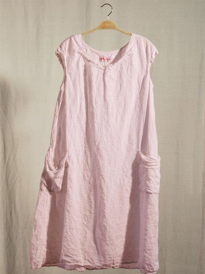 Women's Cotton Linen Casual Loose Dress