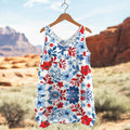 Women's Loose Independence Day American Beauty Floral Linen Sleeveless Tank Top elevenforest