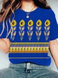 Women's Vintage Sunflower Print T-shirt elevenforest