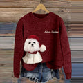 Comstylish Funny Maltese Christmas Wool Felt Art Cozy Sweater