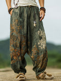 Men's Retro Bohemian Plant And Floral Embroidered Print Pants elevenforest