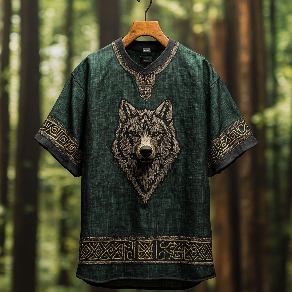Men's Viking Celtic Mythology Knotted Linen T-shirt elevenforest