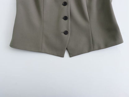 Autumn ’s Button Suit Coat Vest Pants Set – Stylish Fall Outfit