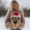 Fuzzy Cute German Shepherd Puppy Knit Christmas Sweater