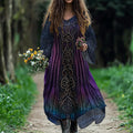 Women's Vintage Viking Tree Of Life Art Cotton And Linen Dress elevenforest