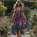 Women's Retro Floral Gradient Casual Sleeveless Maxi Dress elevenforest