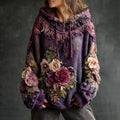 Women's Rose Embroidery Art Cozy Hooded Sweater elevenforest