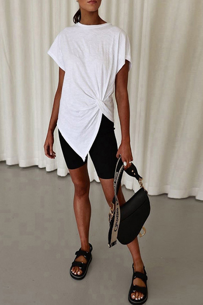 Patchwork O Neck T-shirts(3 Colors)