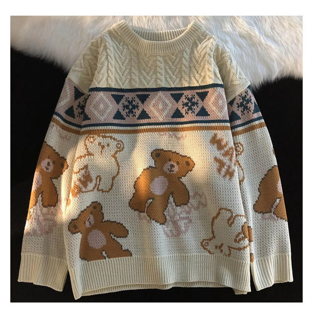 Sabina® | Women's sweater with bear motif and Norwegian print