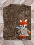 Lovely Fox Knit Art Cozy Sweater artswardrobe