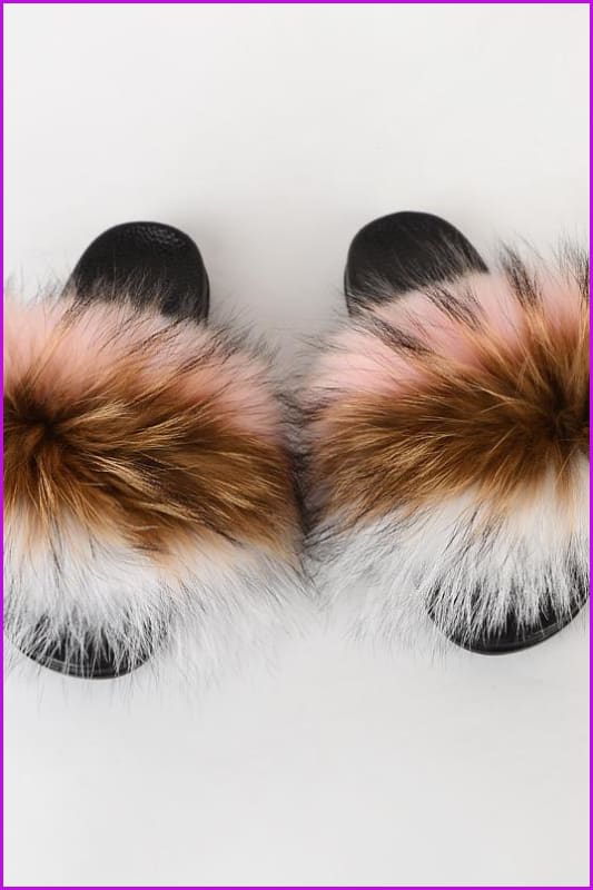 {5-7 Days Wait for Make} New Color Raccoon Fur Slides F580