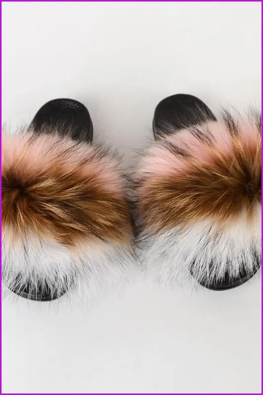{5-7 Days Wait for Make} New Color Raccoon Fur Slides F580