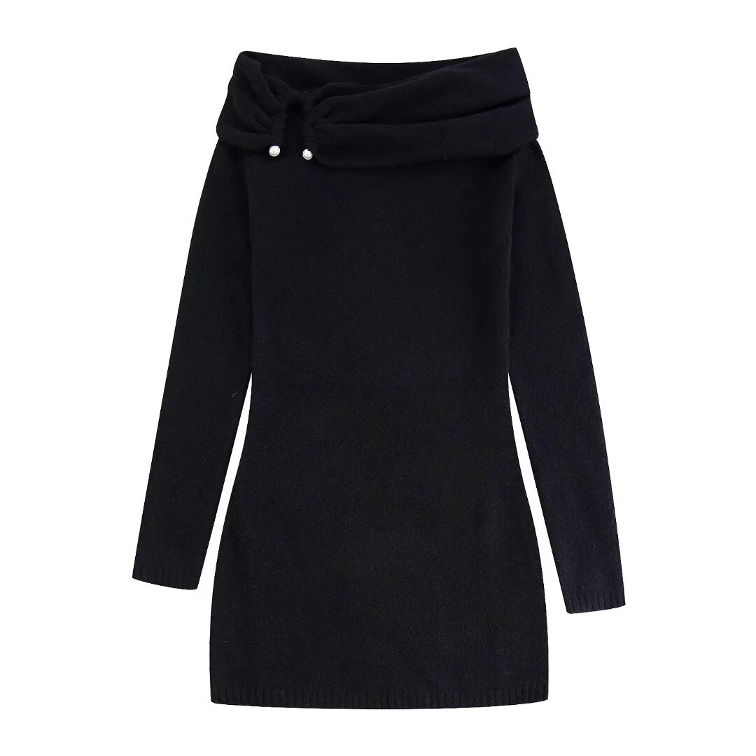Spring Knitted Pleated Mini Dress – Decorative and Stylish