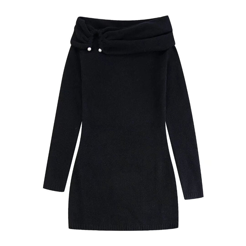 Spring Knitted Pleated Mini Dress – Decorative and Stylish
