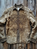 Viking Inspired Tree Of Life Embroidered Linen Vintage Shirt elevenforest