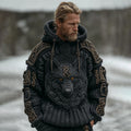 Men's Vintage Viking Wolf Knit Hooded Sweater elevenforest