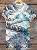 Comstylish Women's Kentucky Flooding Print T-shirt