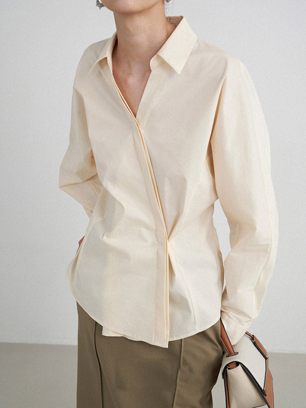 Loose Buttoned Color Long Sleeves Lapel Blouses&shirts Tops + Skirts Bottom + Notched Collar Blazer Outerwear Three Pieces Set
