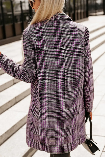 Pink Plaid Midi Coat