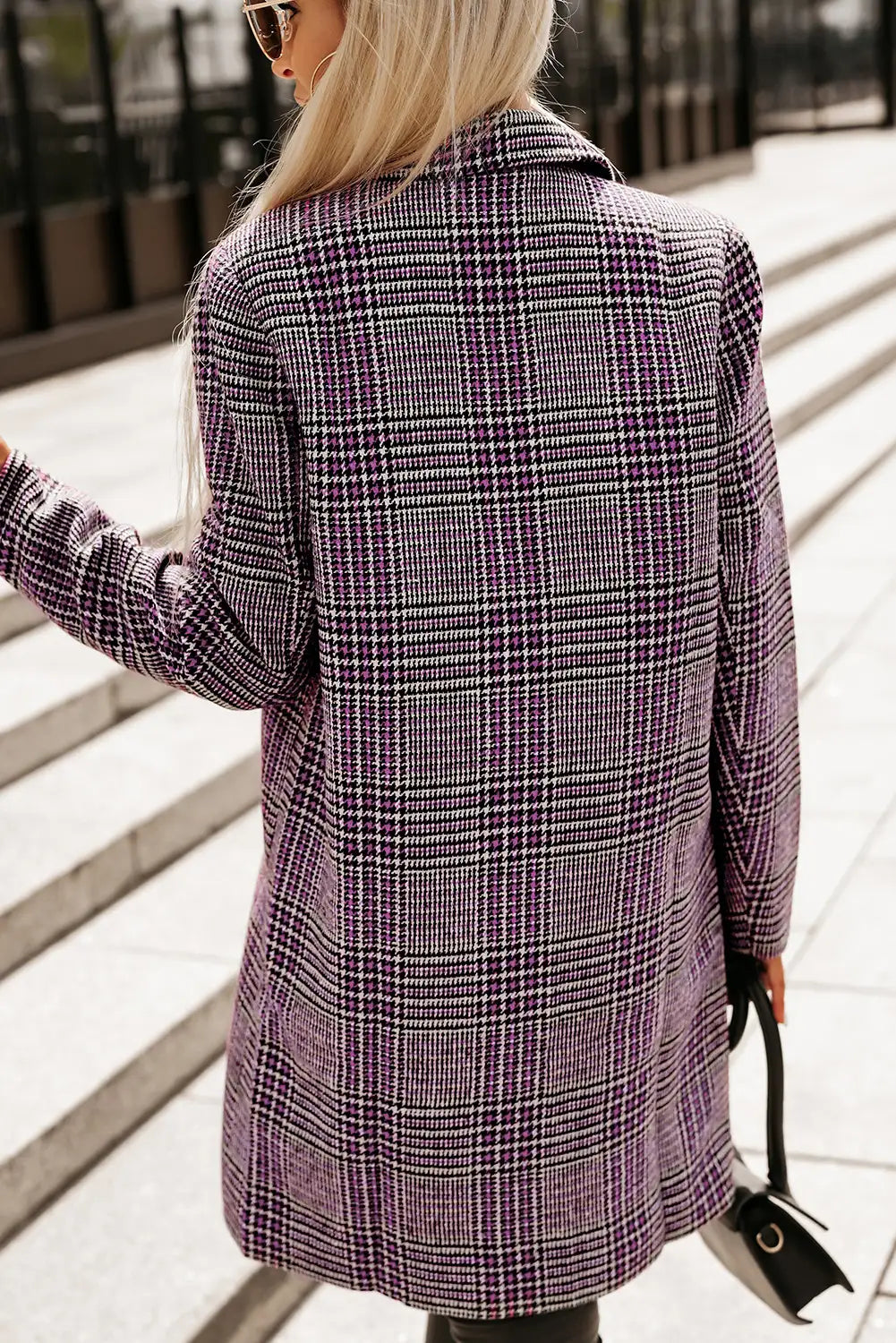 Pink Plaid Midi Coat