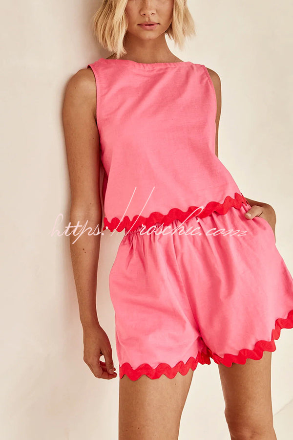 Leilani Tank Top and Elastic Waist Pocket Shorts Set