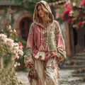 Women's Bohemian Floral And Rose Patchwork Cozy Warm Hoodie elevenforest