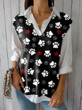Women's Funny Paw  Art Print Versatile Knitted Vest
