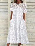 Women's Lace Loose Fitting Short Sleeved Dress