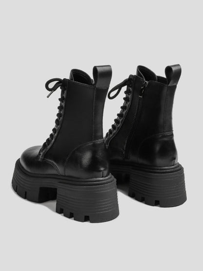 Lace-up Round-toe Split-joint Boots Platform Shoes