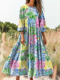 Women's Art Painting Hippie Print Long Sleeve Dress