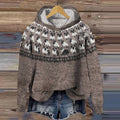 Fairman Island Sheepdog Pattern Vintage Hooded Sweater elevenforest