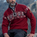 Vintage Warmth Cortina Knit Jacquard Icelandic Half Zip Collar Sweater（Unisex ） elevenforest