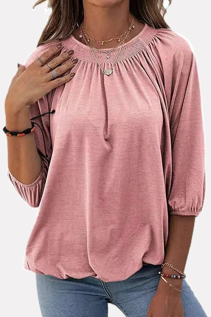 Split Joint Fold O Neck T-shirts