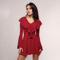Christmas Party Red ruffle collar mini dress