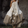 Women's Casual Retro Bohemian Embroidered Floral Print Dress elevenforest