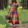 Womens Floral Art Linen Dress elevenforest