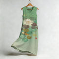 Lotus Flower Japanese Art Flowy Linen Midi Dress elevenforest