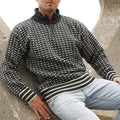 Vintage Warmth Norwool Icelandic Knit Jacquard Half Zip Collar Sweater（Unisex ） elevenforest