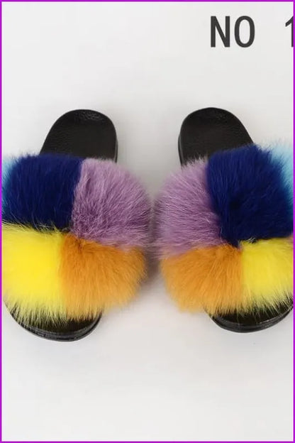 {5-7 Days Wait for Make} New Color Fox Fur Slides F639