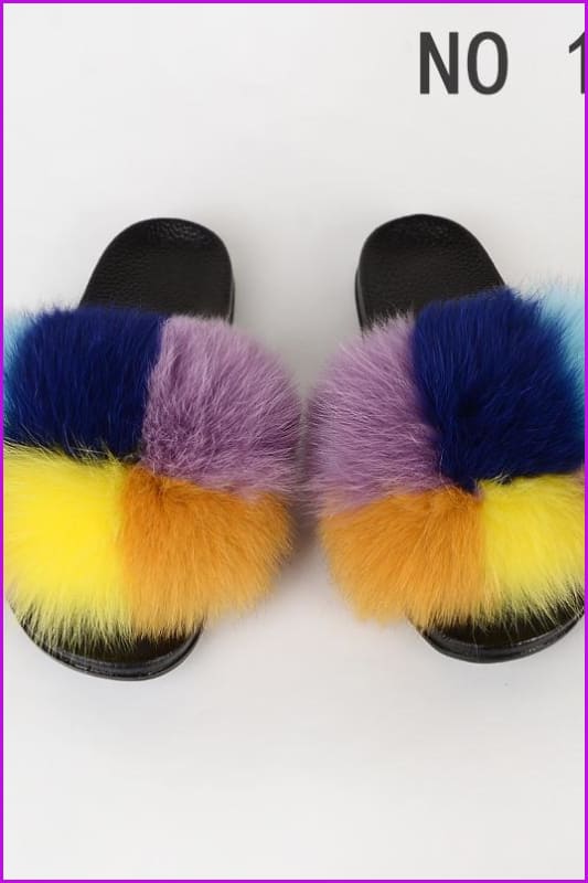 {5-7 Days Wait for Make} New Color Fox Fur Slides F639