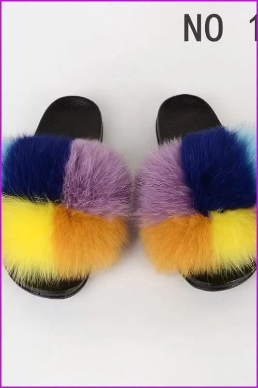{5-7 Days Wait for Make} New Color Fox Fur Slides F639