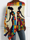 Comstylish Africa Kente Woman Pattern Bat Sleeve T Shirt