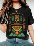 Comstylish Women's Protect Our National Parks Print Round Neck T-shirt